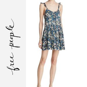 NWT FREE PEOPLE Blue Floral Print Sun Dress